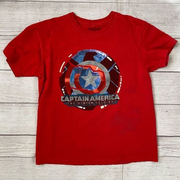 Marvel Captain America youth boys 8 short sleeve Crewneck t-shirt red - Picture 1 of 4